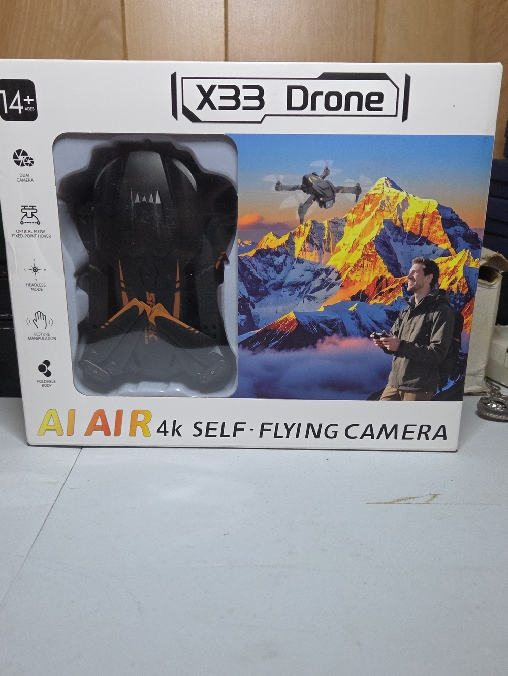 X33 Drone AI Air 4K Self-Flying Camera - Black